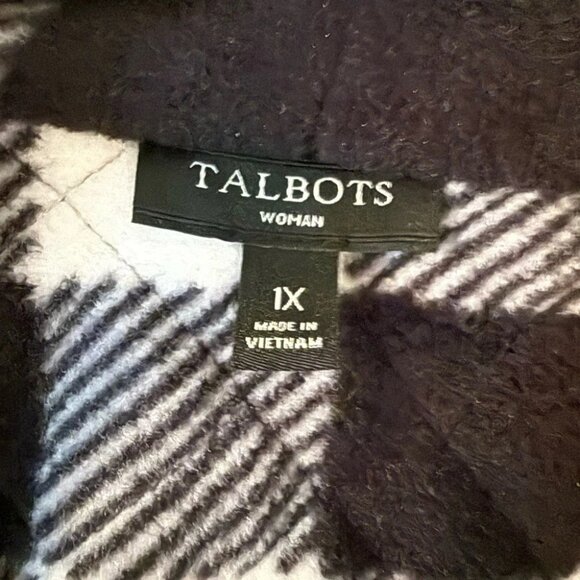 Talbots | Womens Black and White Soft Plaid Zippered Coat | Size 1X - Picture 6 of 7